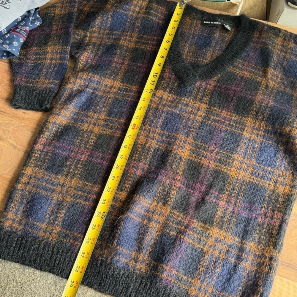 Vintage Paul Harris Mohair Blend Plaid Sweater M Dark Academia Fall Photos - Picture 7 of 10